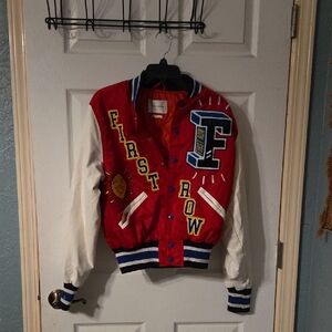 First Row Red and White Varsity Jacket